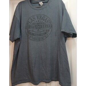 Las Vegas Sin City Graphic T Shirt Mens 2XL Blue Gray Vintage Style Tee
